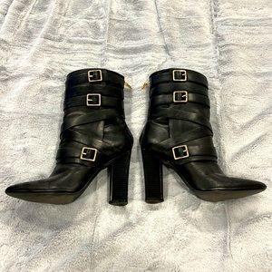 Calvin Klein Strappy Gold Buckle healed Boot